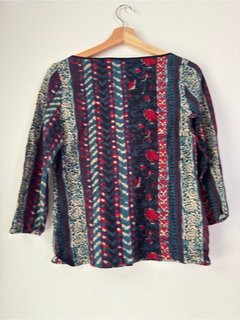ralph lauren Size M Multi Colored 3/4 Gathered Hem Sleeve Cotton Shirt Boho - Picture 7 of 10